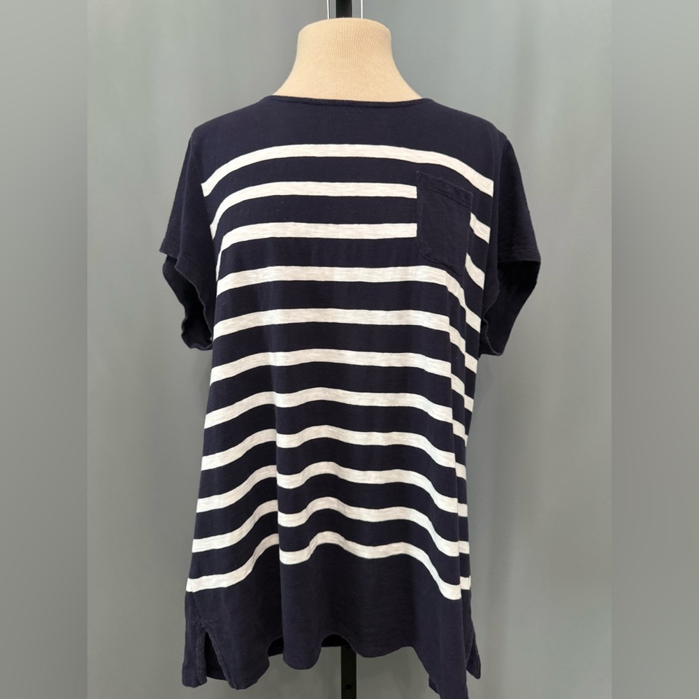Talbots Navy and White Striped Women's Top